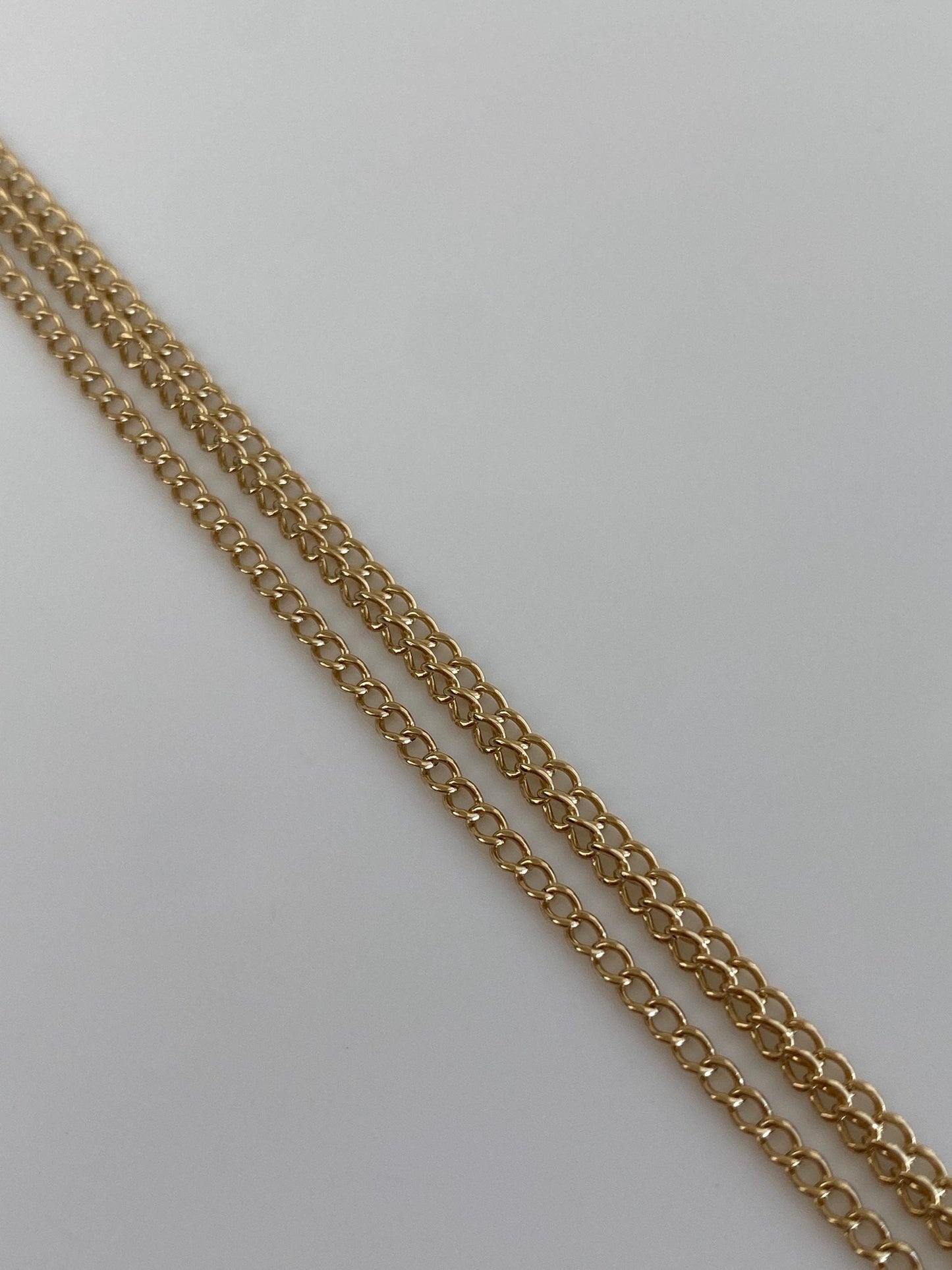 Vintage Solid 14k Yellow Gold Triple Strand Curb Chain Bracelet - 7 inches