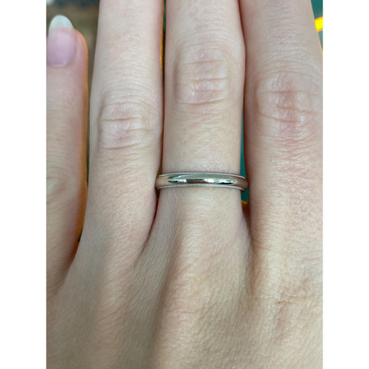 Vintage Solid 14k White Gold Milgrain Ring Band - Size 7.5