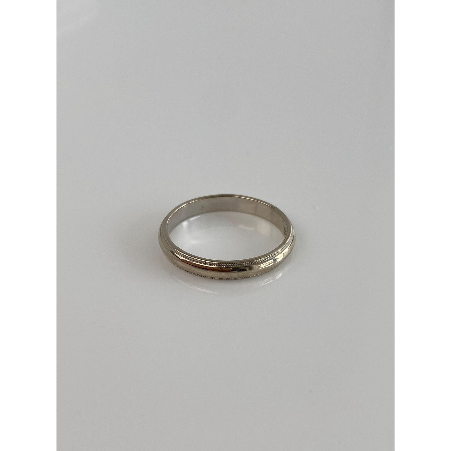 Vintage Solid 14k White Gold Milgrain Ring Band - Size 7.5