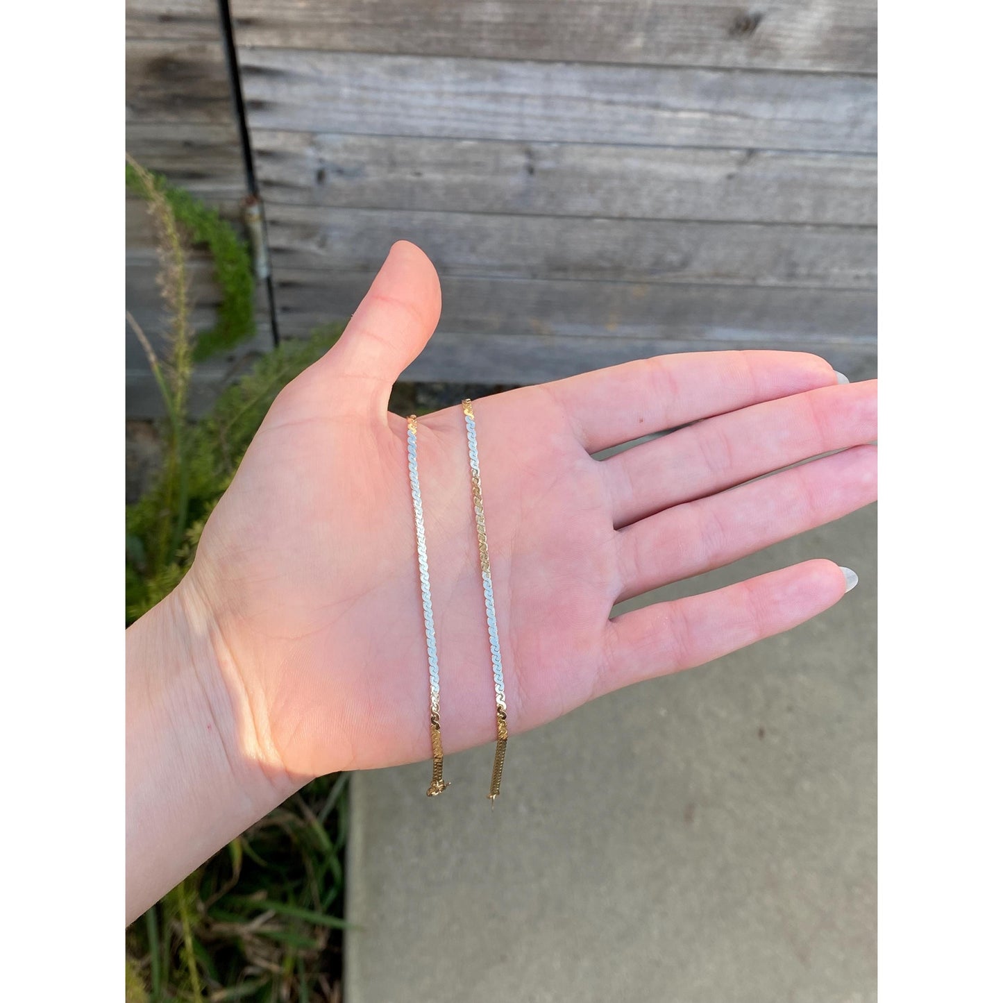 Vintage Solid 14k Yellow Gold Chunky Serpentine Chain Necklace - 15 inches