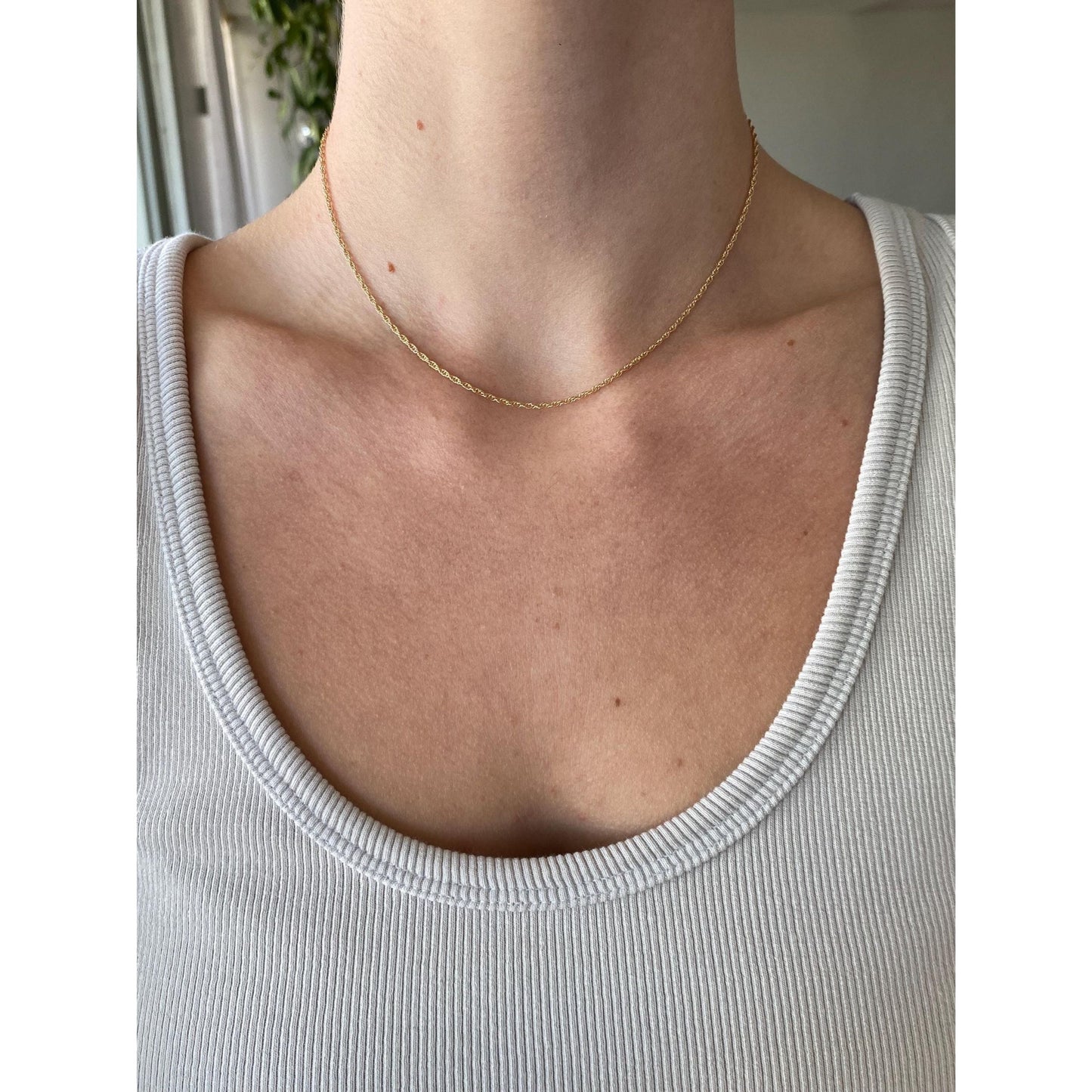 Vintage Solid 14k Yellow Gold Chain Necklace - 15 inches