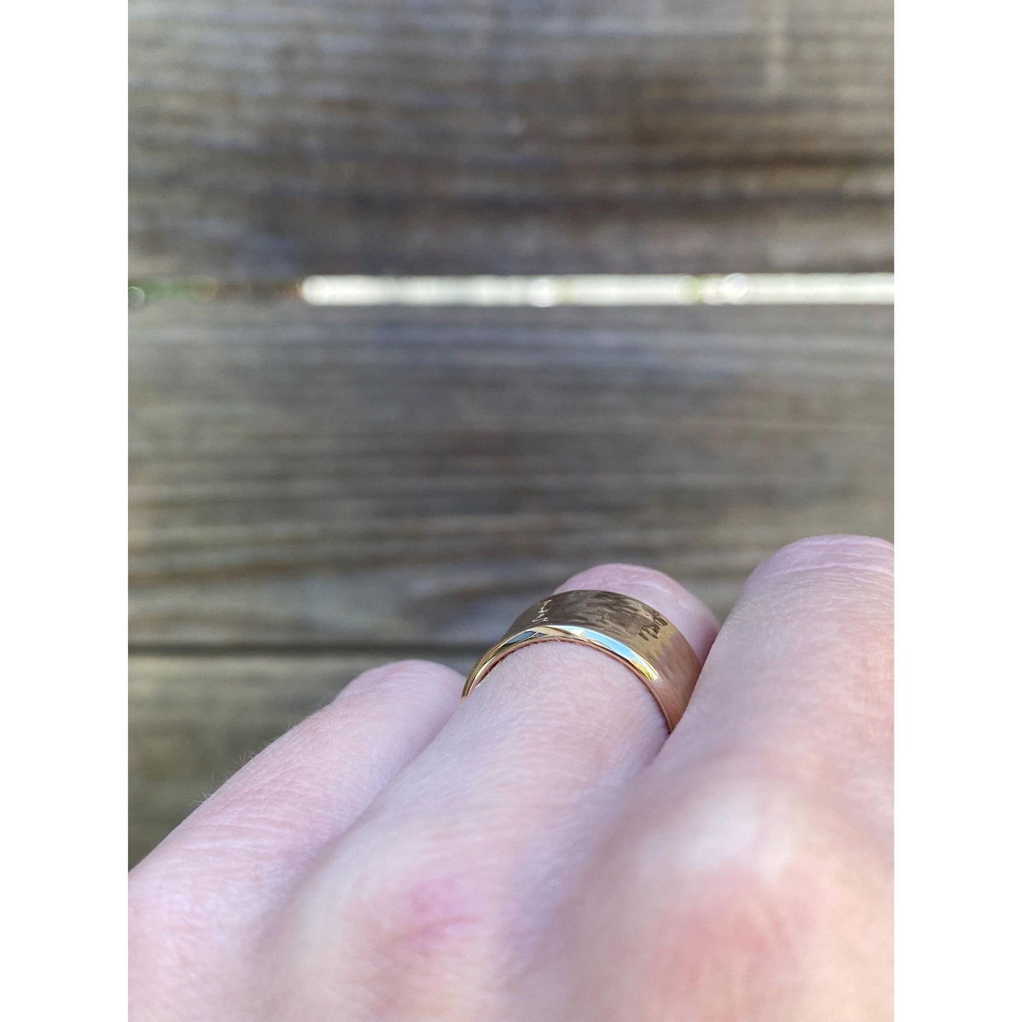 Vintage Solid 14k Yellow Gold Wide Hammered Ring Band - Size 5