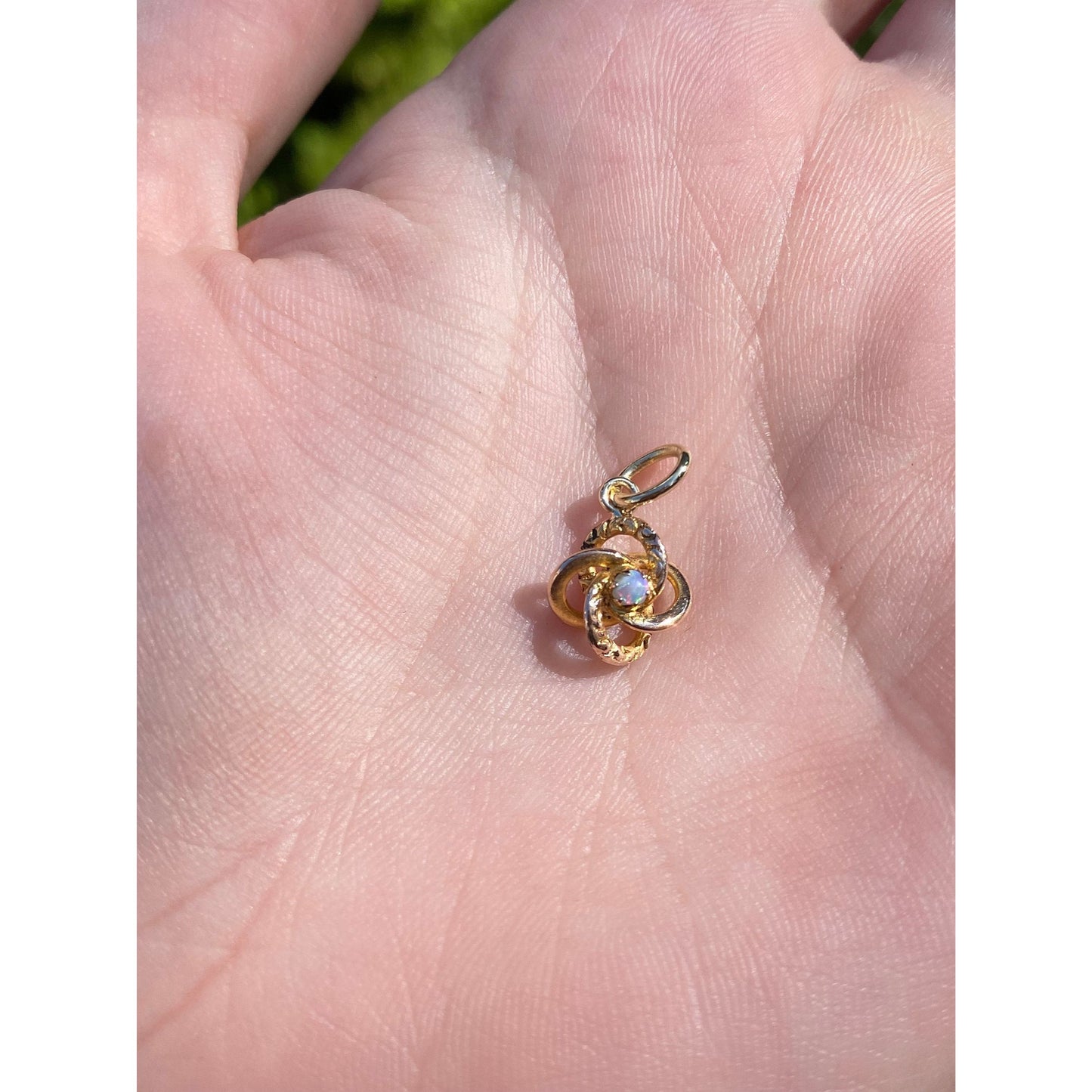 Vintage Solid 10k Yellow Gold Opal Knot Stick Pin Conversion Charm