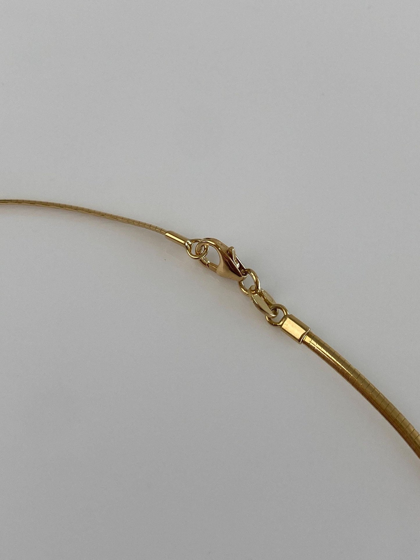 Vintage Solid 18k Yellow Gold Slim Omega Chain Necklace - 16.5 inches