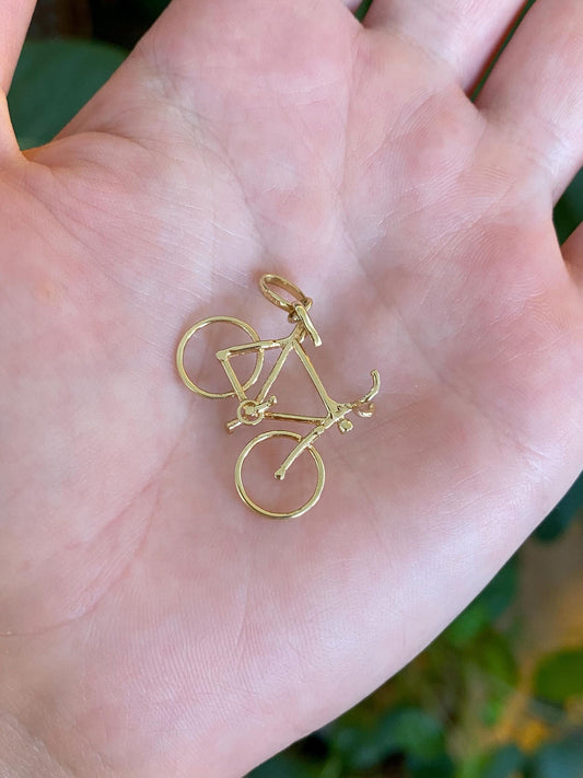 Vintage Solid 14k Yellow Gold Bicycle Charm