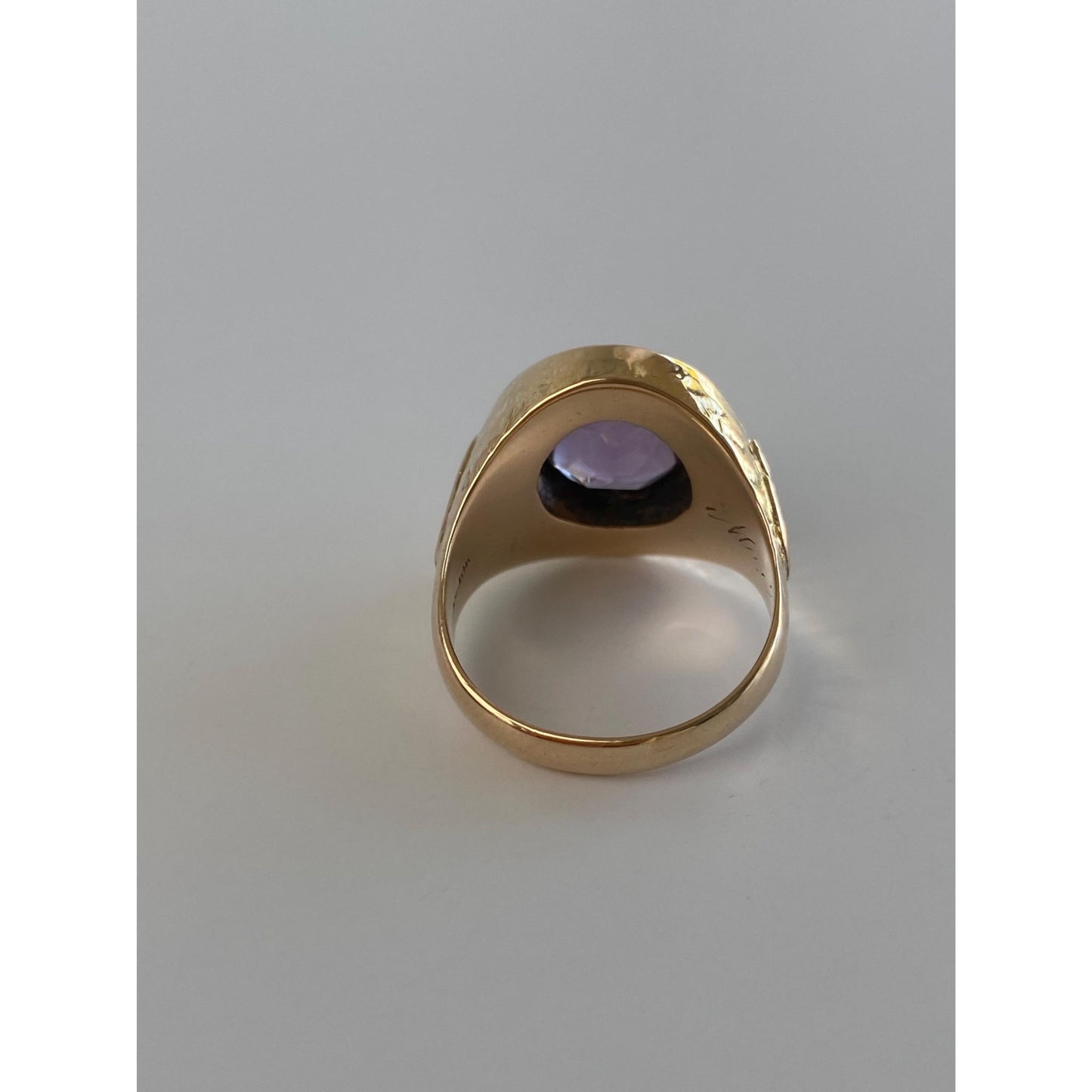 Vintage Solid 10k Yellow Gold Amethyst Signet Ring - Size 6.5