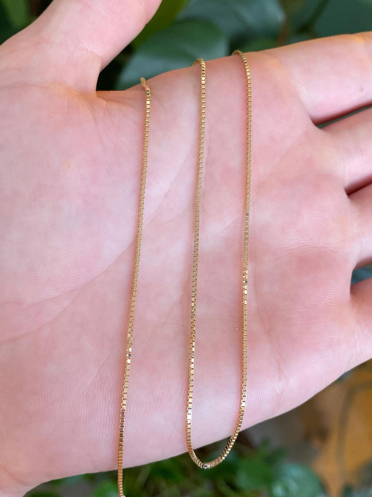 Vintage Solid 14k Yellow Gold Box Chain Necklace - 16.25 inches