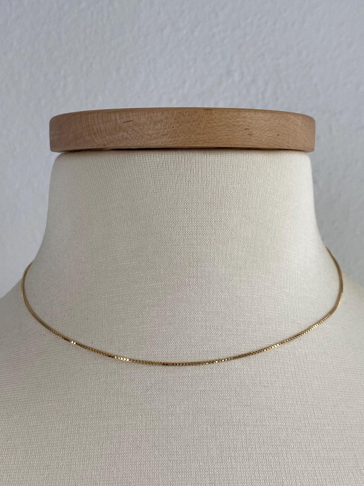 Vintage Solid 14k Yellow Gold Box Chain Necklace - 16.25 inches
