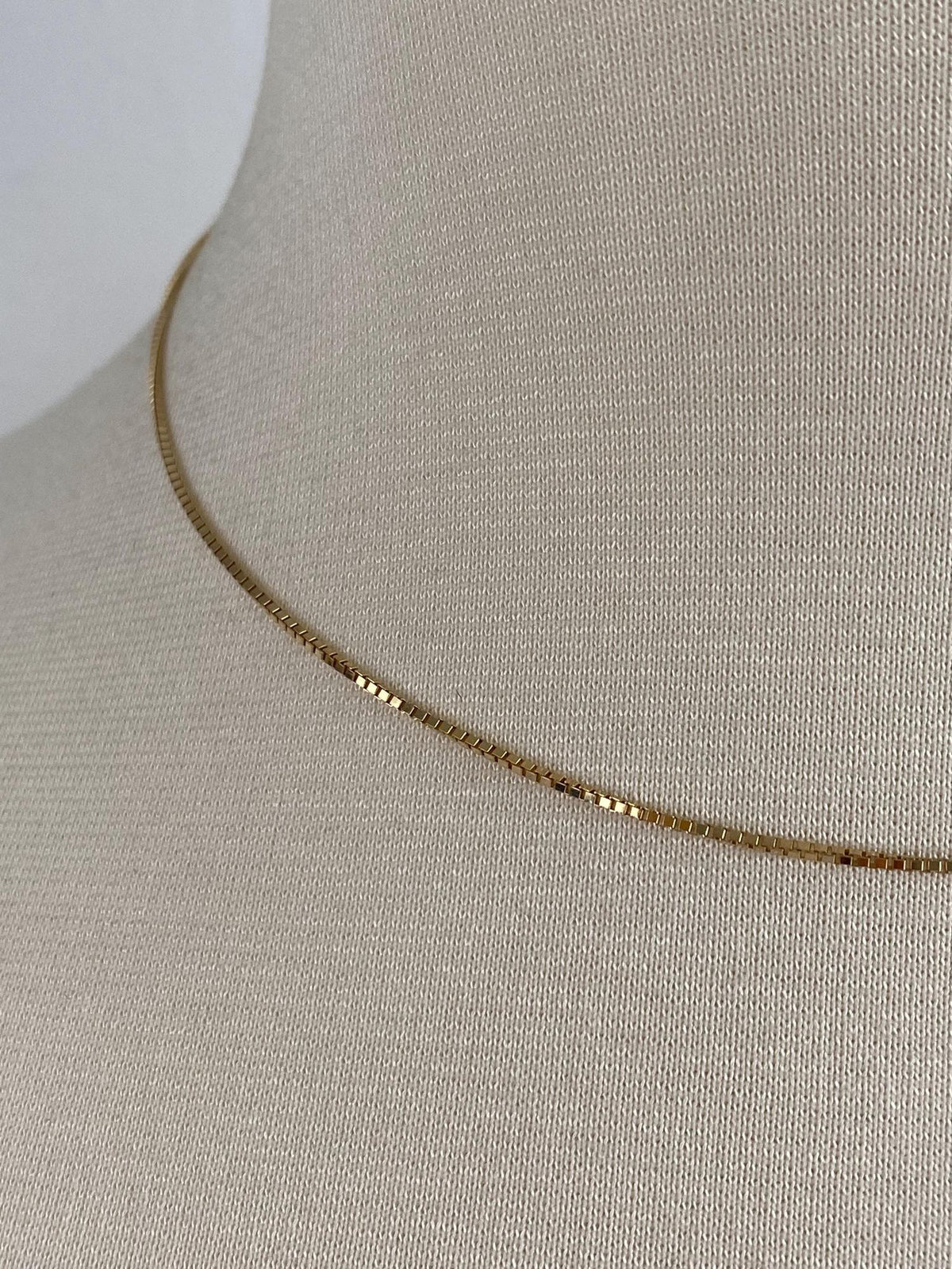 Vintage Solid 14k Yellow Gold Box Chain Necklace - 16.25 inches