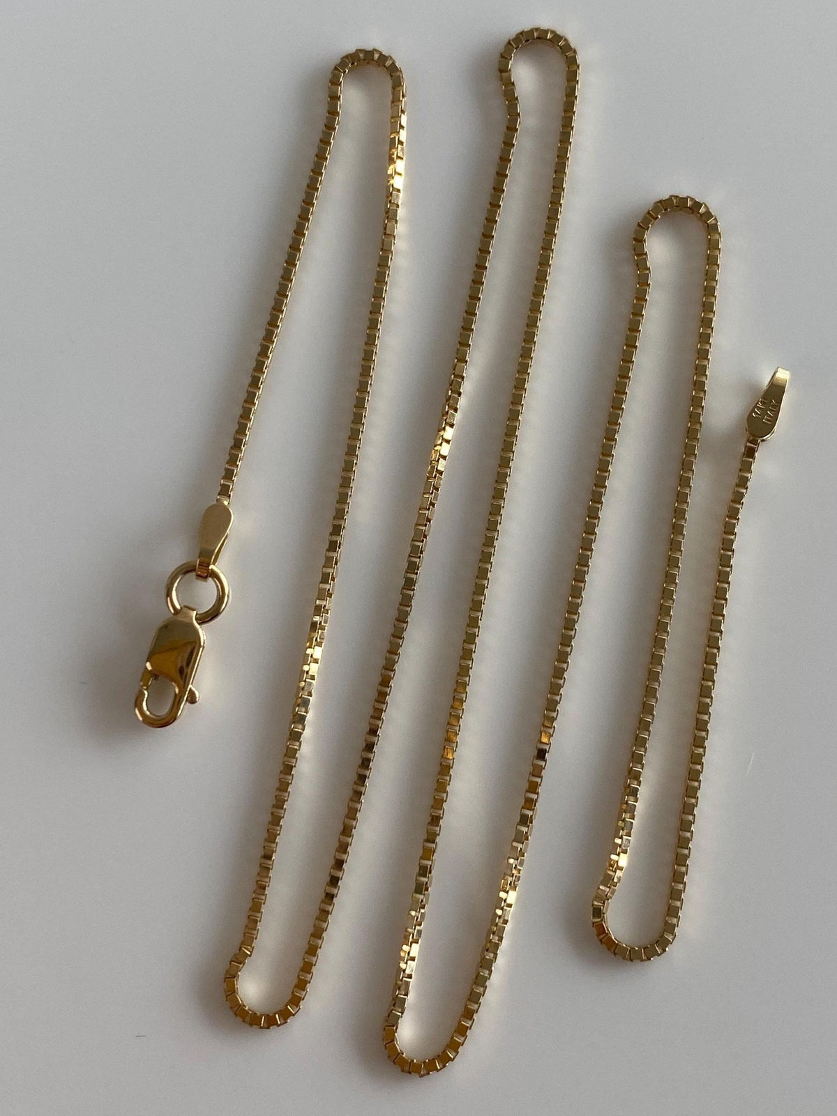 Vintage Solid 14k Yellow Gold Box Chain Necklace - 16.25 inches