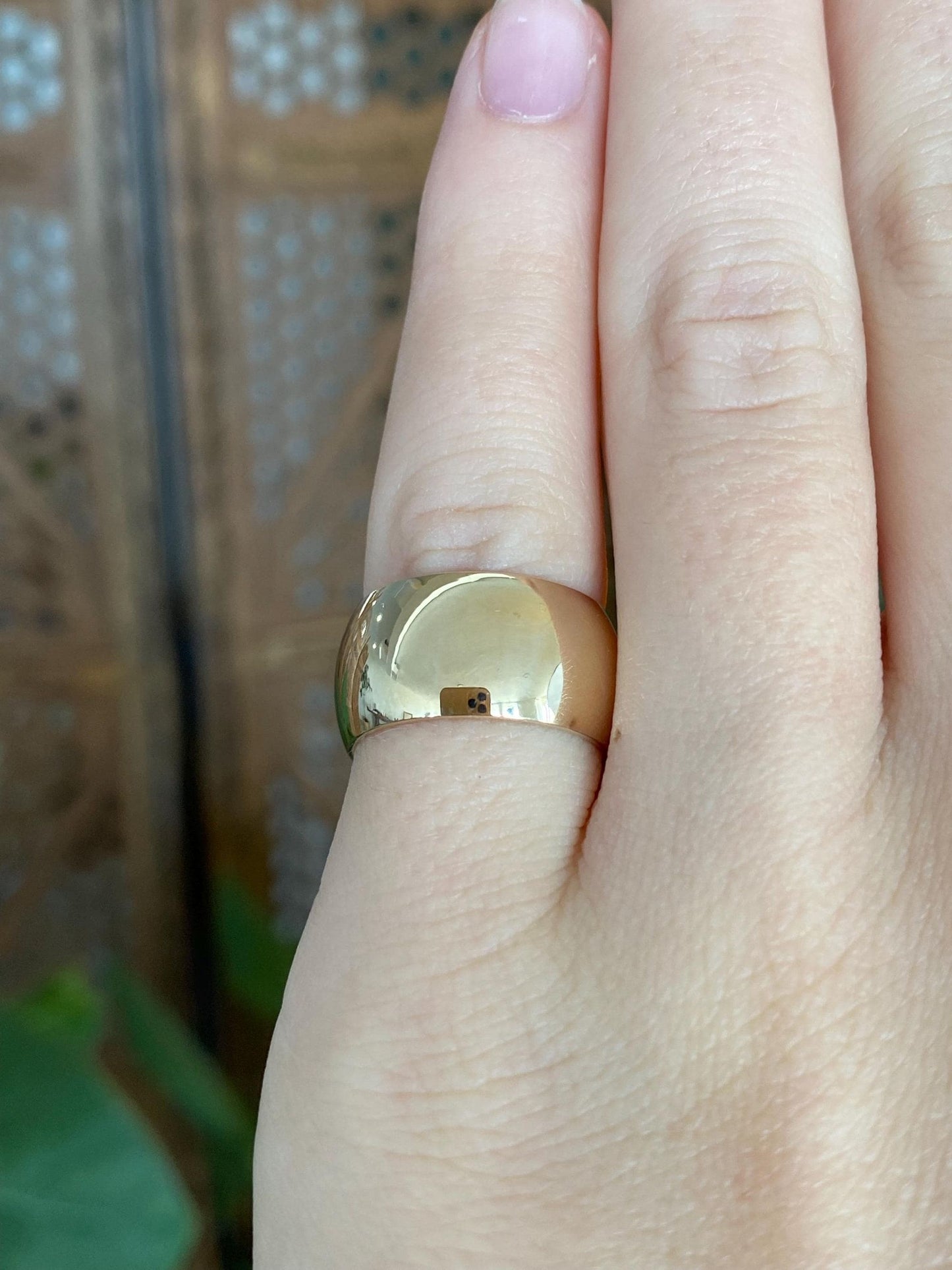 Vintage Solid 14k Yellow Gold Wide Ring Band - Size 5