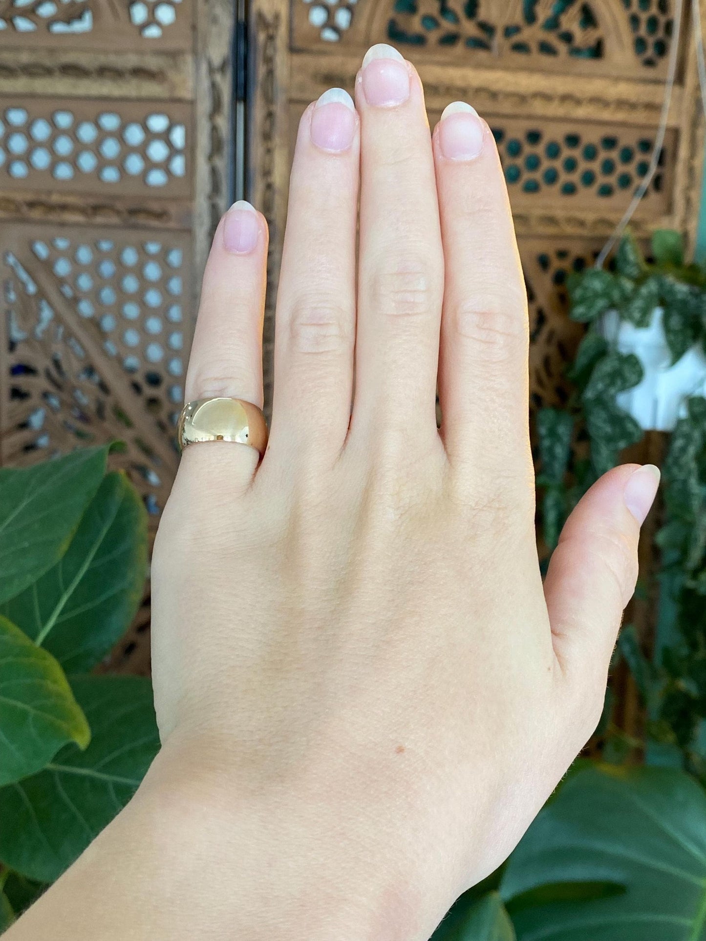 Vintage Solid 14k Yellow Gold Wide Ring Band - Size 5