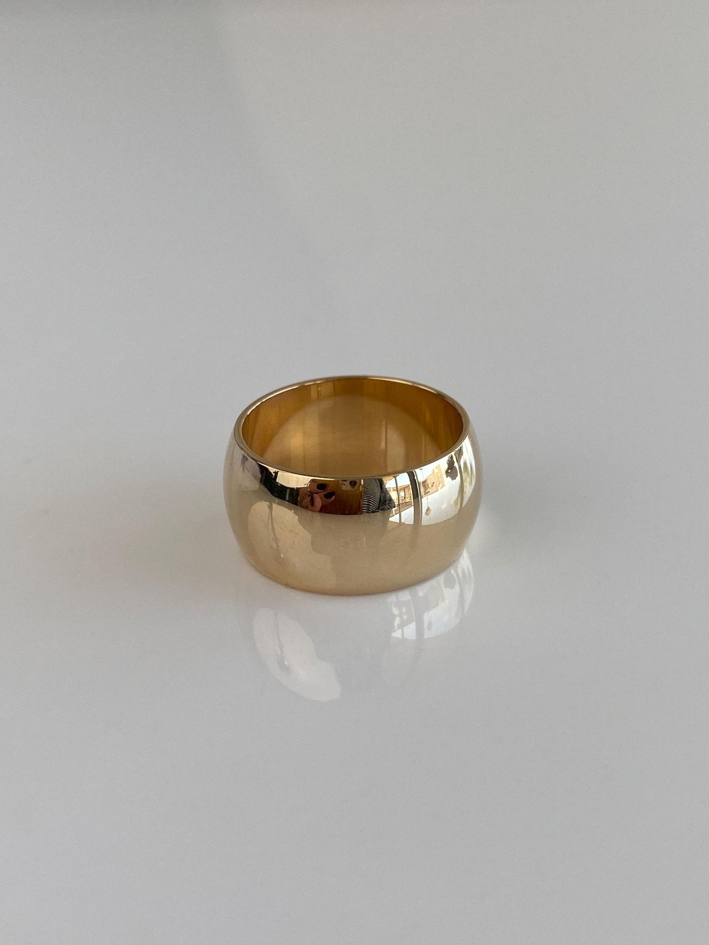 Vintage Solid 14k Yellow Gold Wide Ring Band - Size 5