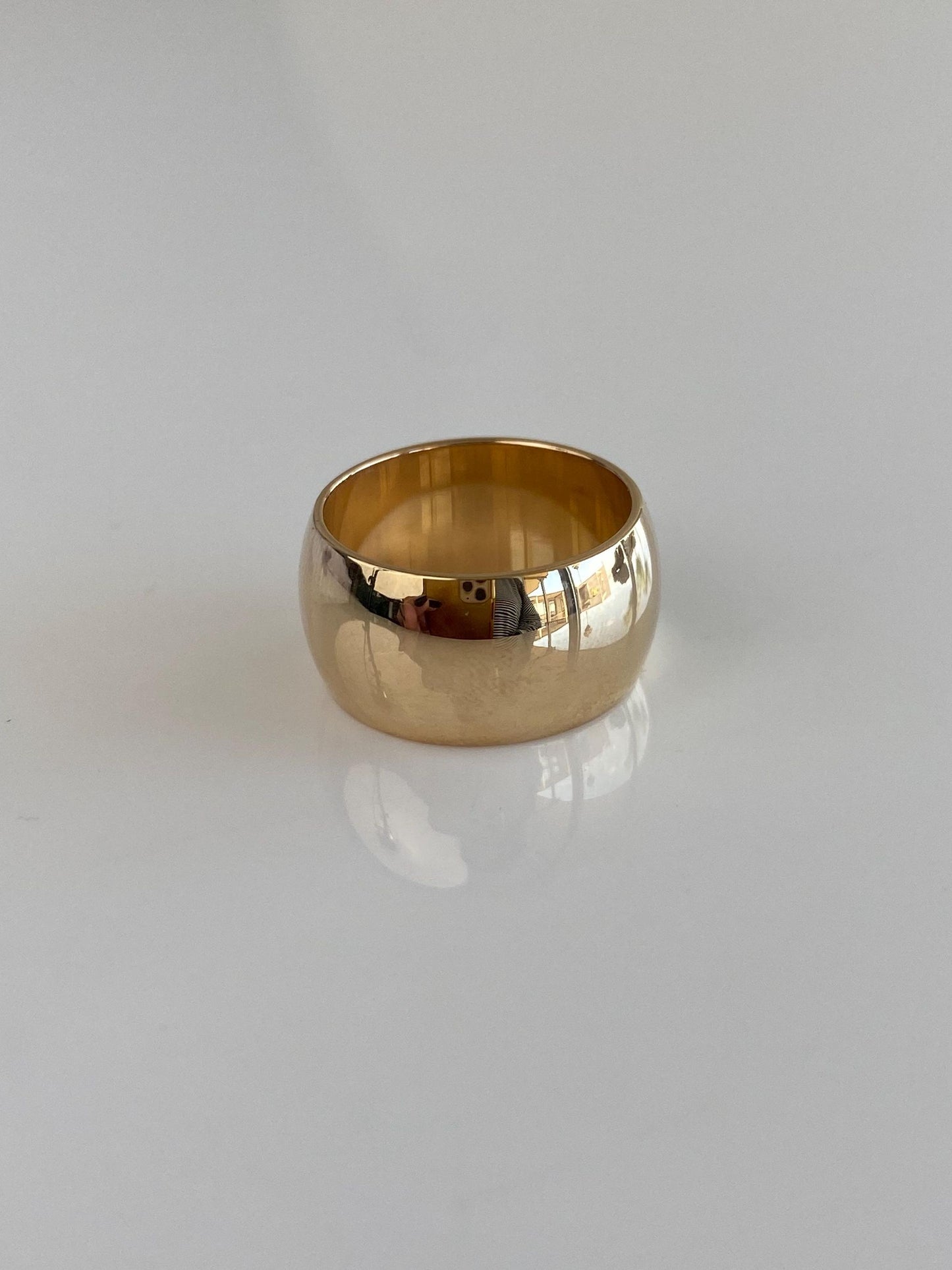 Vintage Solid 14k Yellow Gold Wide Ring Band - Size 5