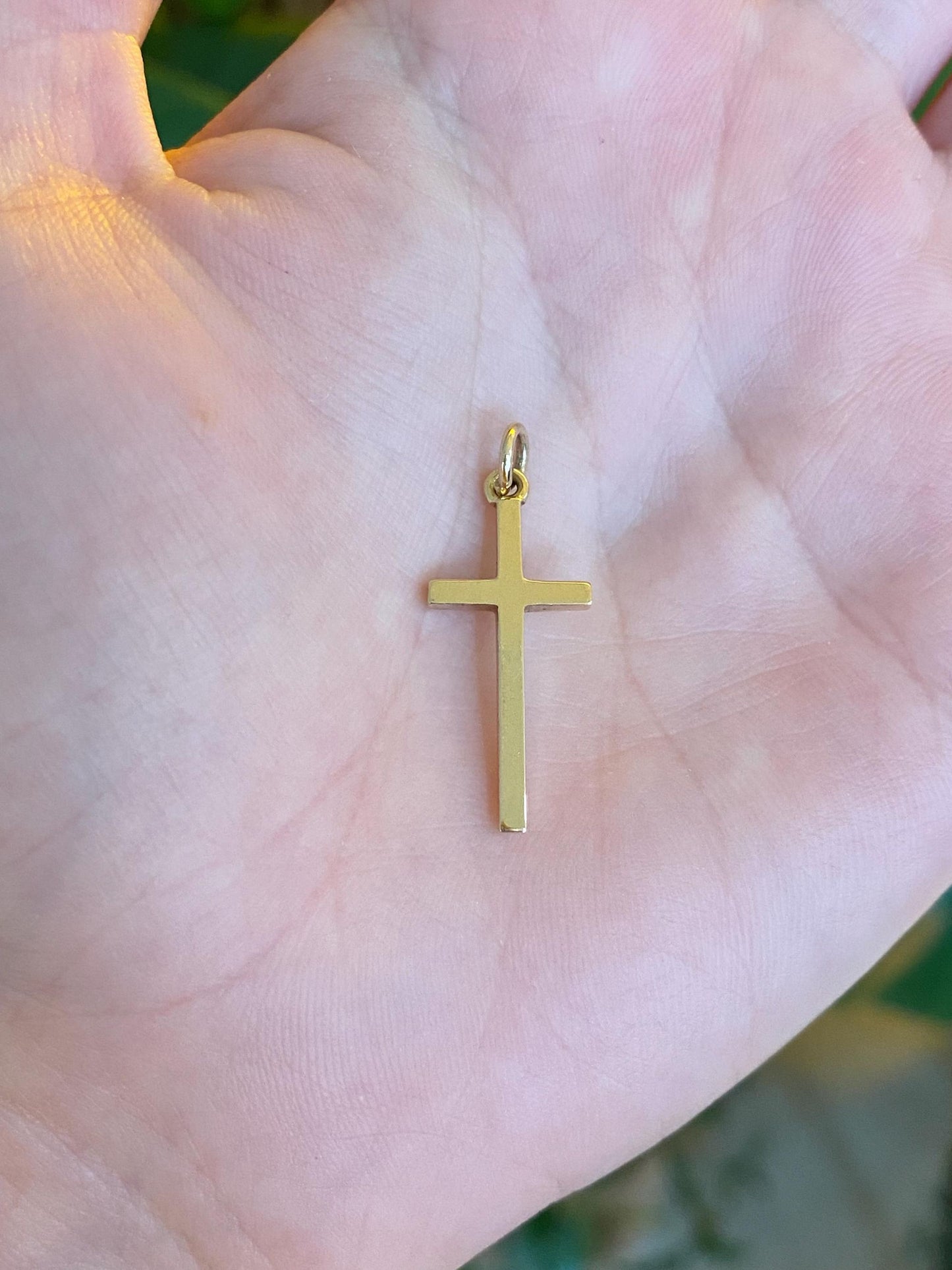 Vintage Solid 14k Yellow Gold Cross Charm