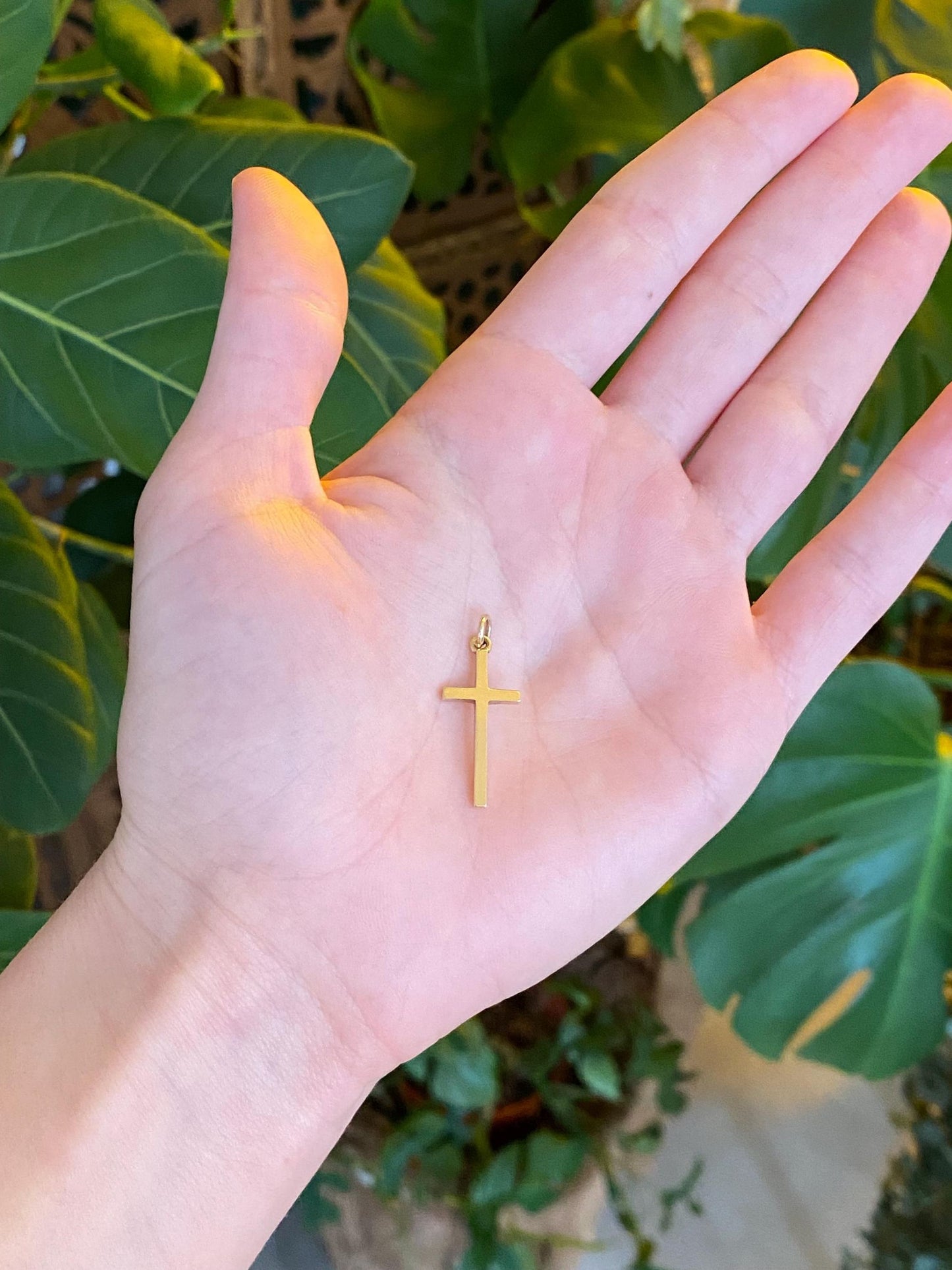 Vintage Solid 14k Yellow Gold Cross Charm