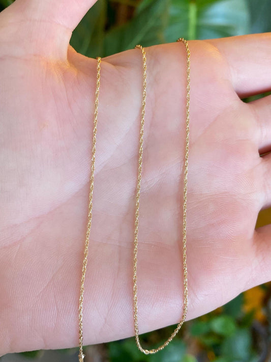 Vintage Solid 14k Yellow Gold Chain Necklace - 16.5 inches