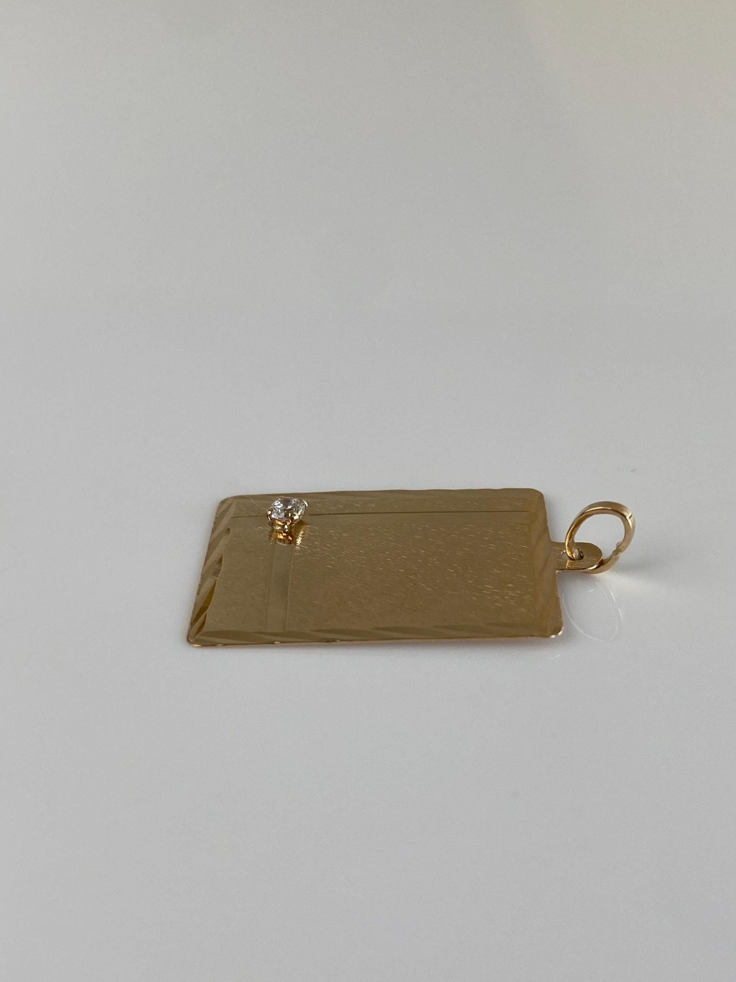 Vintage Solid 14k Yellow Gold Cubic Zirconia Diamond Cut Charm