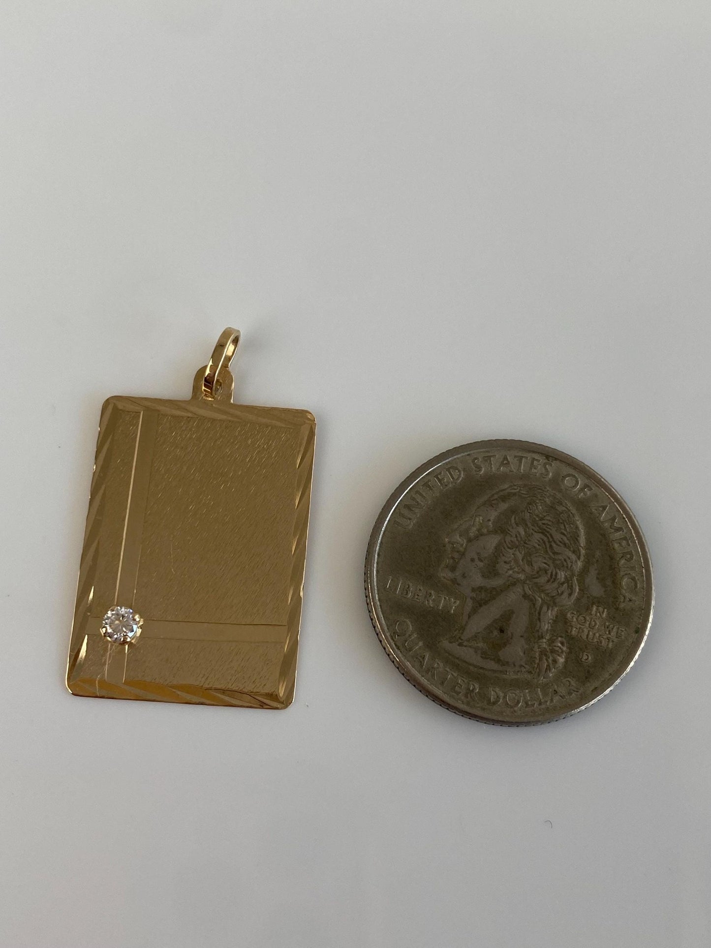 Vintage Solid 14k Yellow Gold Cubic Zirconia Diamond Cut Charm