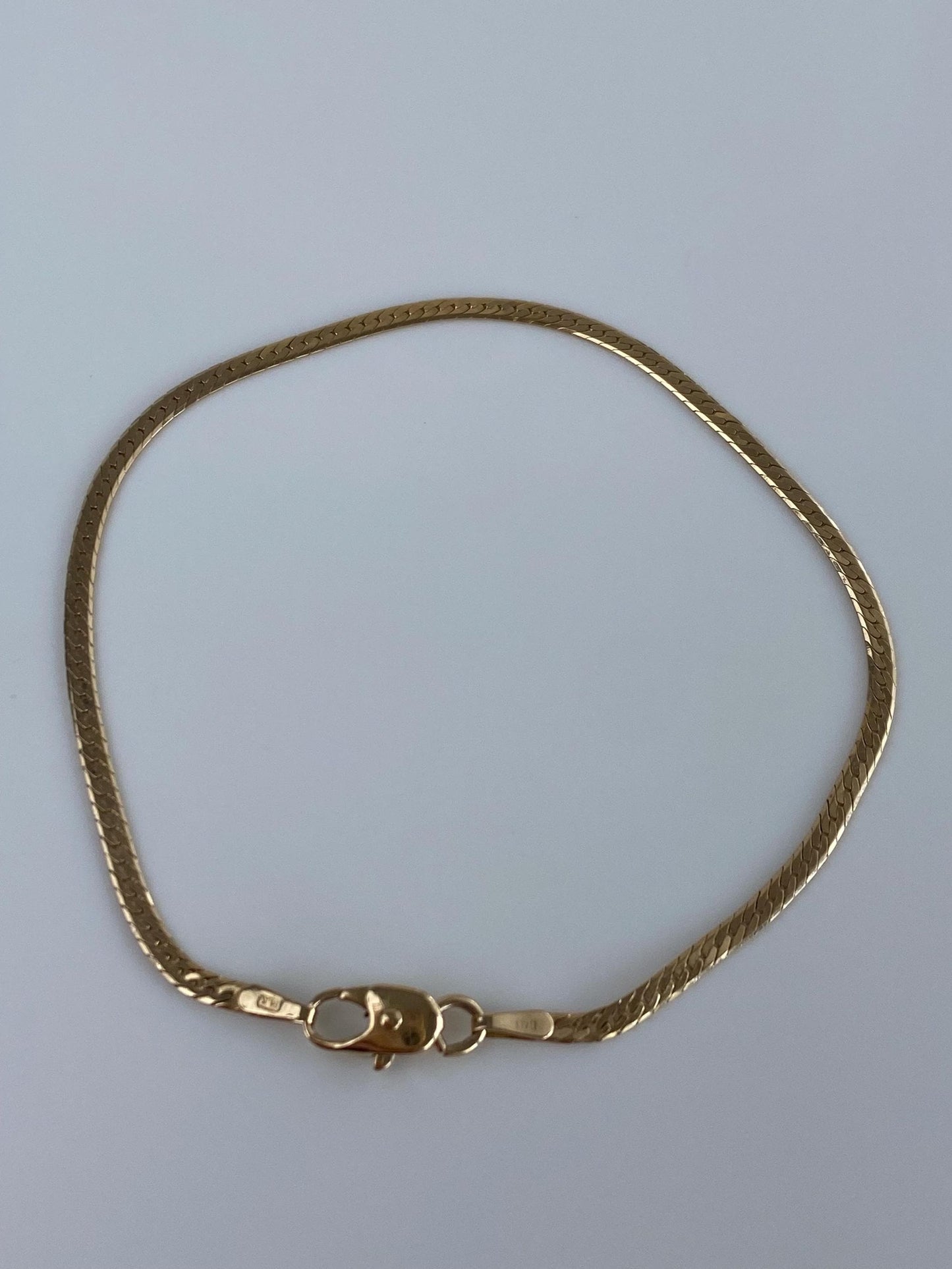 Vintage Solid 14k Yellow Gold Flat Chain Bracelet - 7.5 inches