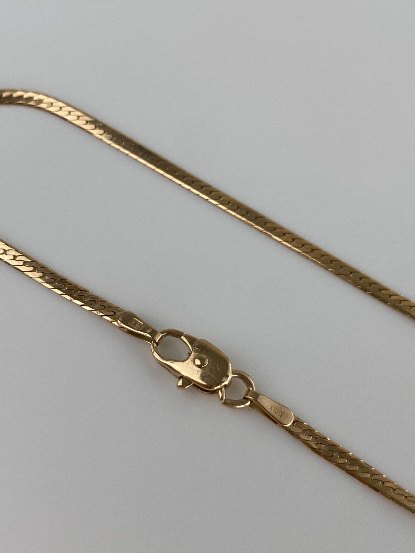 Vintage Solid 14k Yellow Gold Flat Chain Bracelet - 7.5 inches