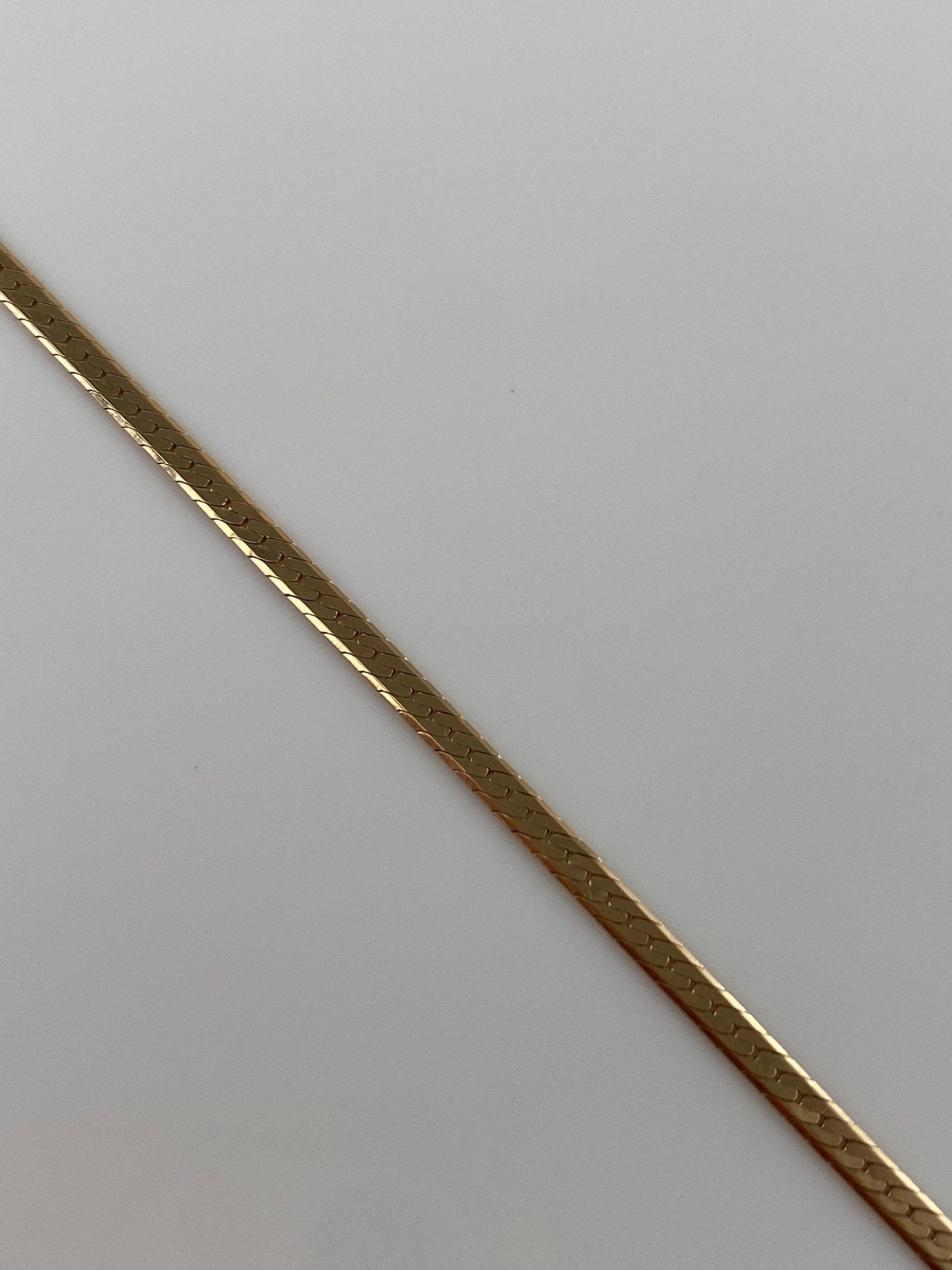 Vintage Solid 14k Yellow Gold Flat Chain Bracelet - 7.5 inches
