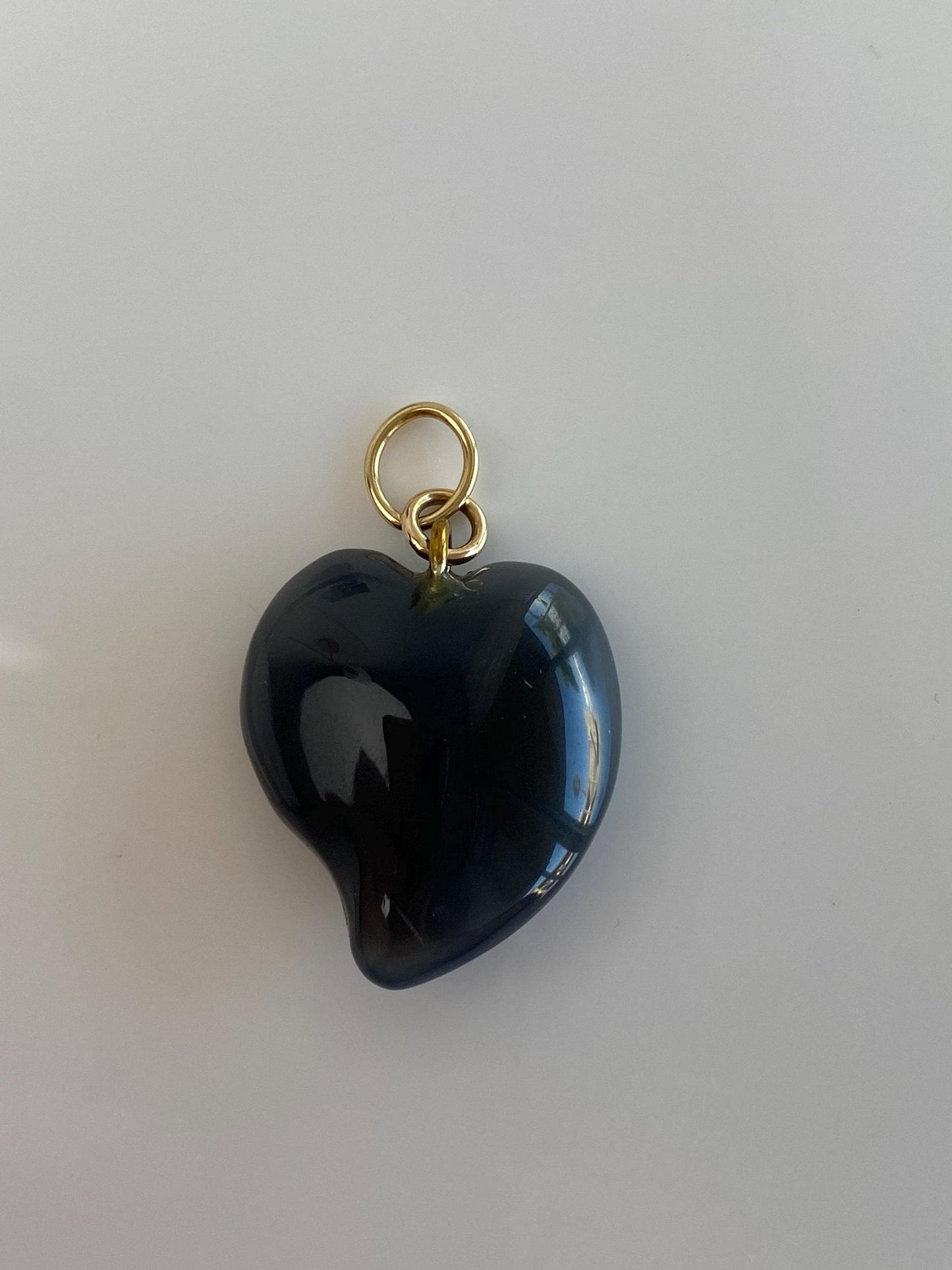 Vintage Solid 14k Yellow Gold Blue Stone Heart Charm