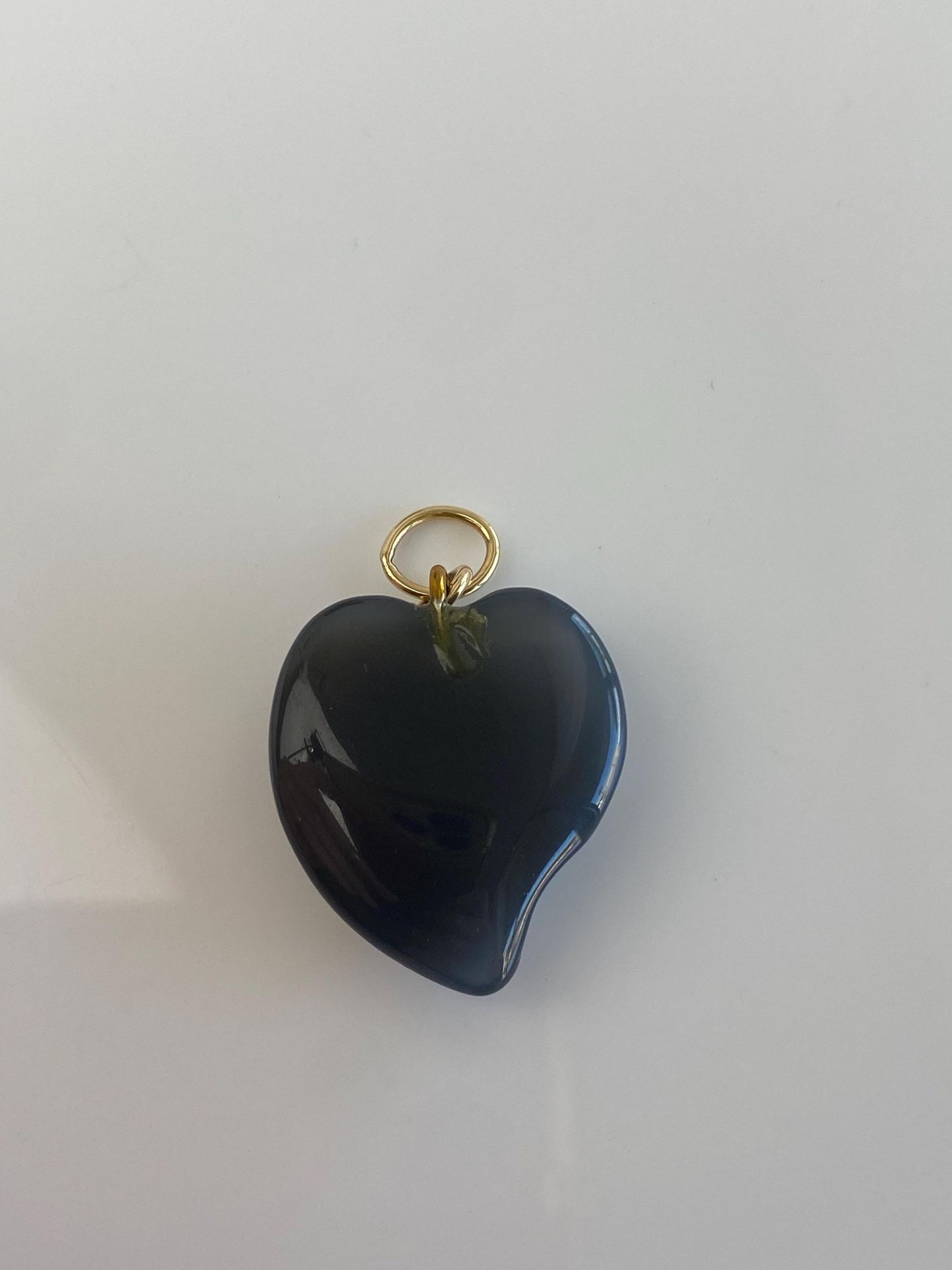 Vintage Solid 14k Yellow Gold Blue Stone Heart Charm
