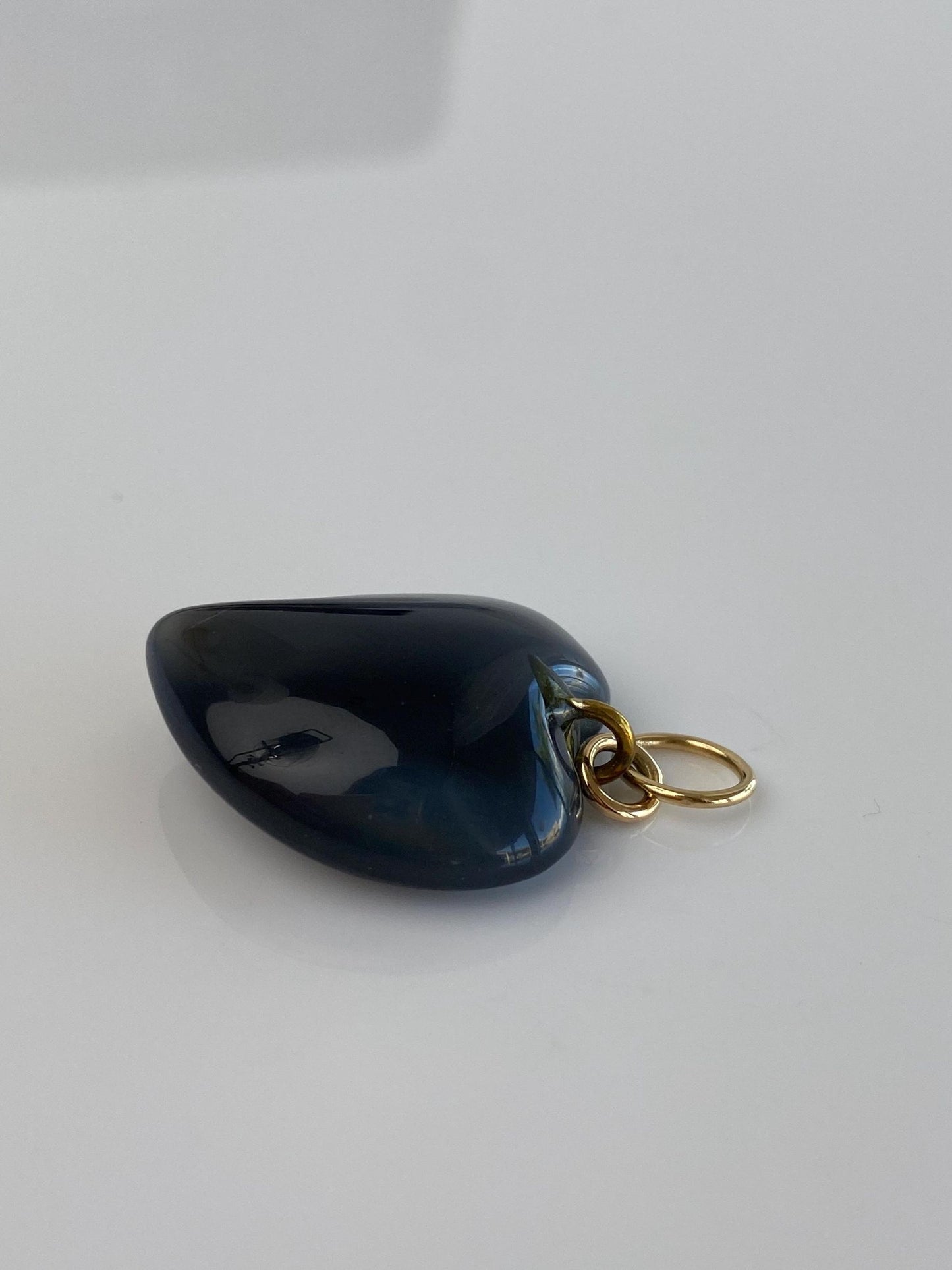 Vintage Solid 14k Yellow Gold Blue Stone Heart Charm