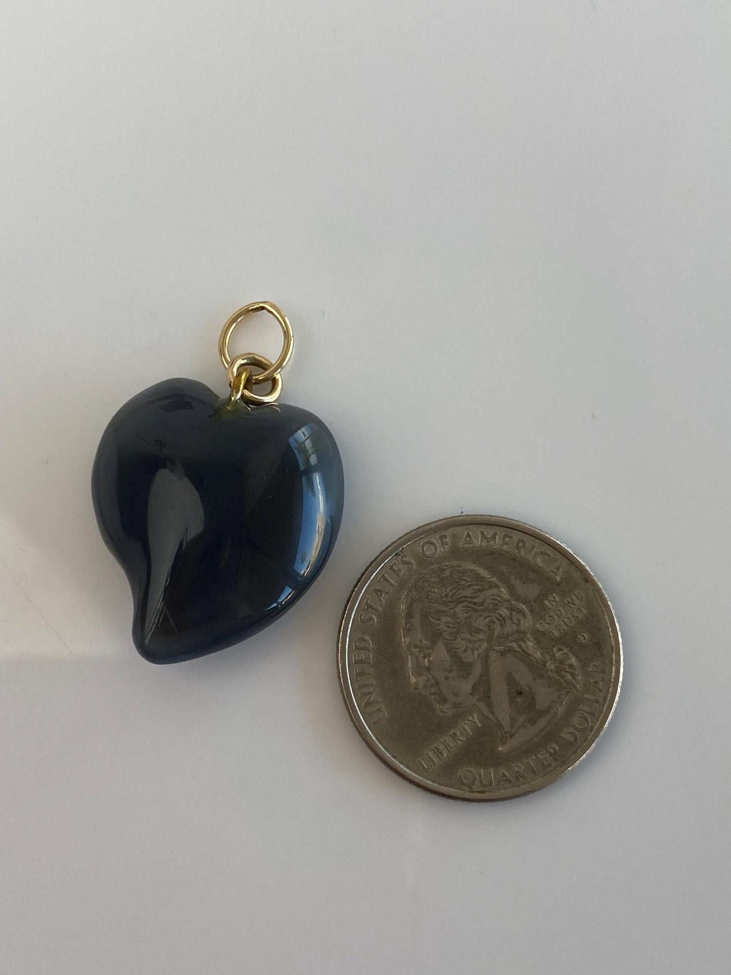Vintage Solid 14k Yellow Gold Blue Stone Heart Charm