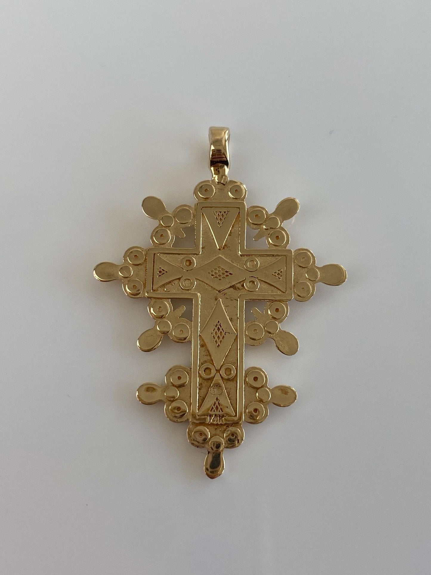 Vintage Solid 14k Yellow Gold Ornate Cross Charm
