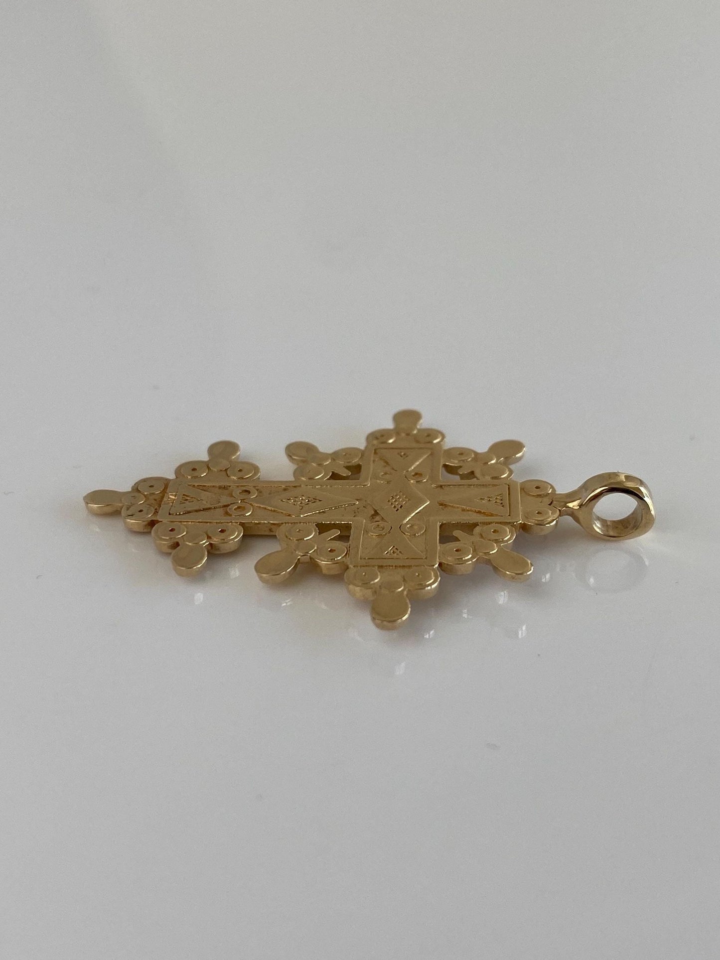 Vintage Solid 14k Yellow Gold Ornate Cross Charm