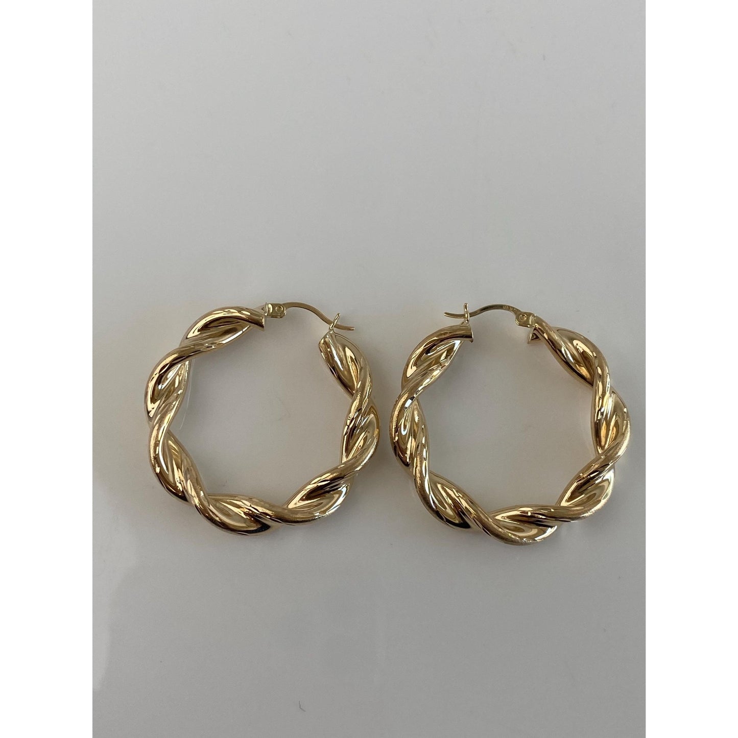 Vintage 14k Yellow Gold Chunky Twist Hoop Earrings