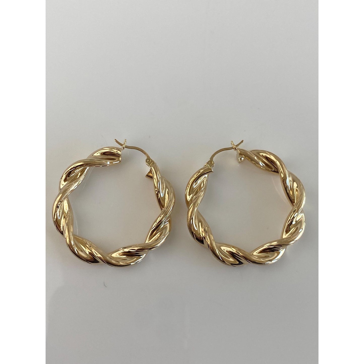 Vintage 14k Yellow Gold Chunky Twist Hoop Earrings