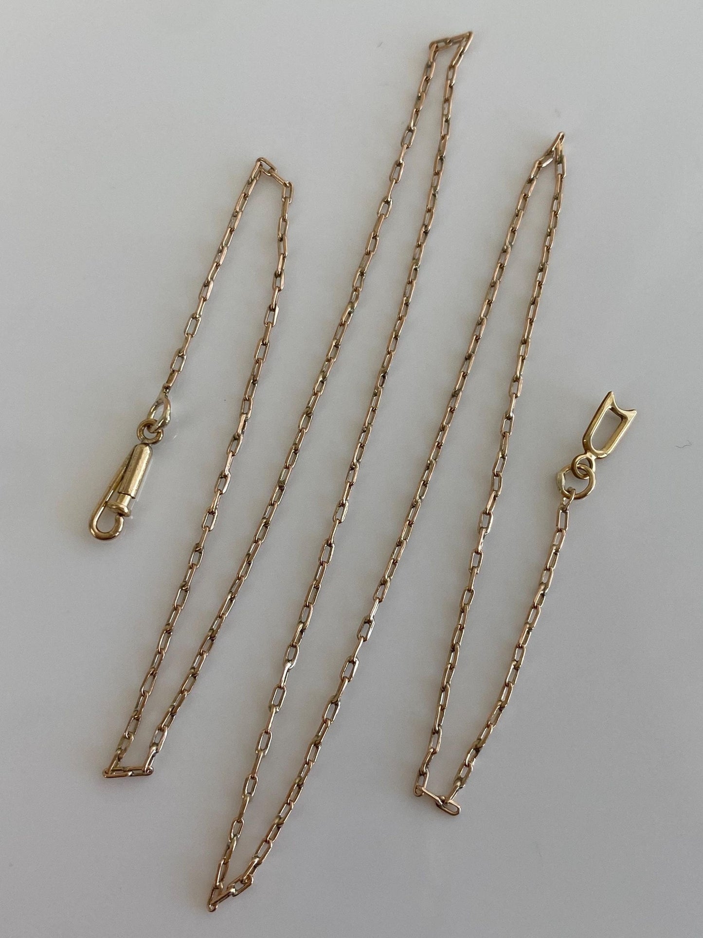 Vintage Solid 10k Yellow Gold Elongated Cable Chain Necklace - 17.75 inches