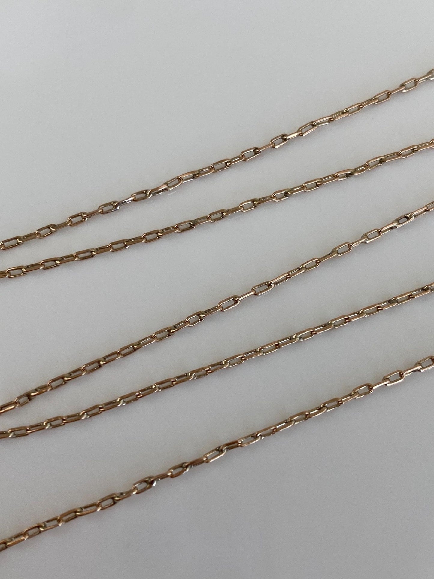 Vintage Solid 10k Yellow Gold Elongated Cable Chain Necklace - 17.75 inches