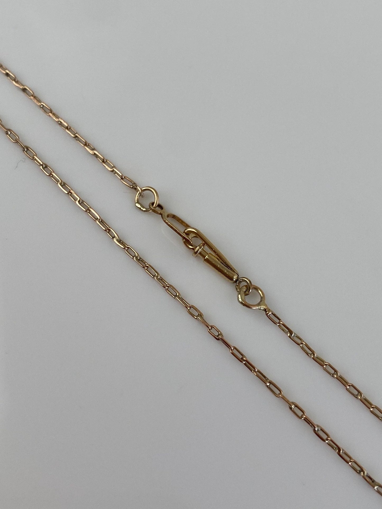Vintage Solid 10k Yellow Gold Elongated Cable Chain Necklace - 17.75 inches