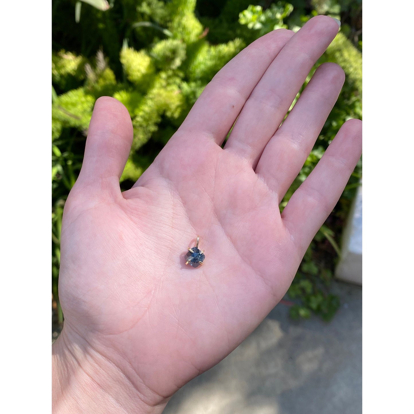 Solid 14k Prong Set Teal Moss Kyanite Charm