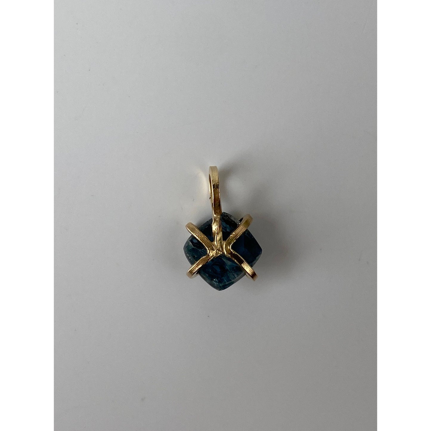 Solid 14k Prong Set Teal Moss Kyanite Charm