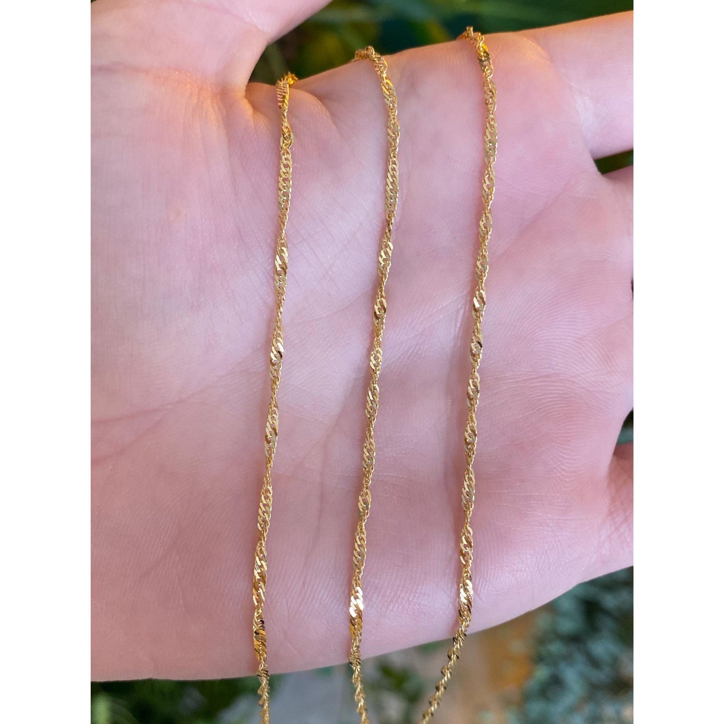 Vintage Solid 14k Yellow Gold Twist Chain Necklace - 18 inches