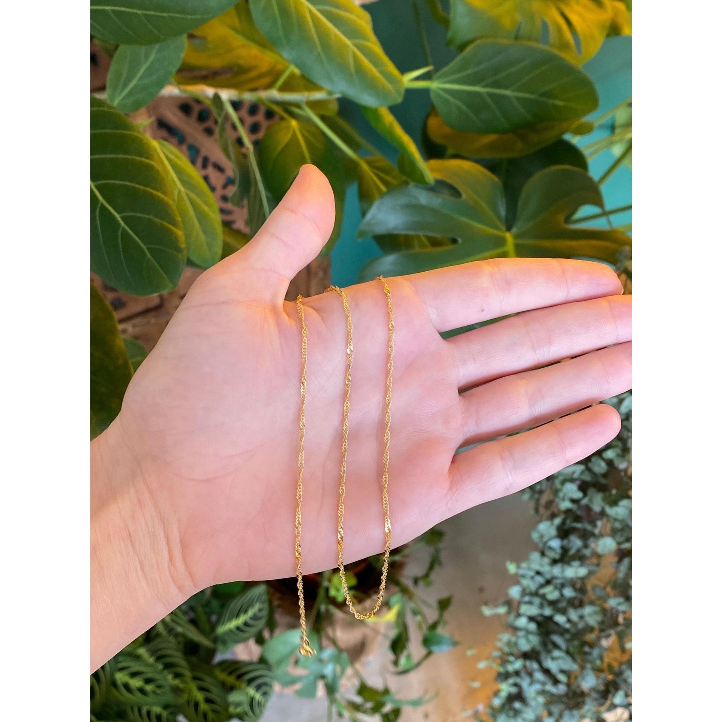 Vintage Solid 14k Yellow Gold Twist Chain Necklace - 18 inches