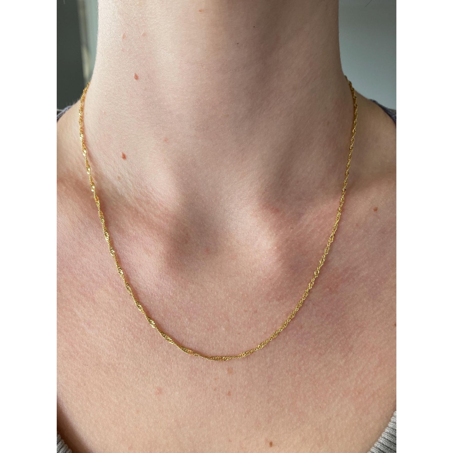Vintage Solid 14k Yellow Gold Twist Chain Necklace - 18 inches