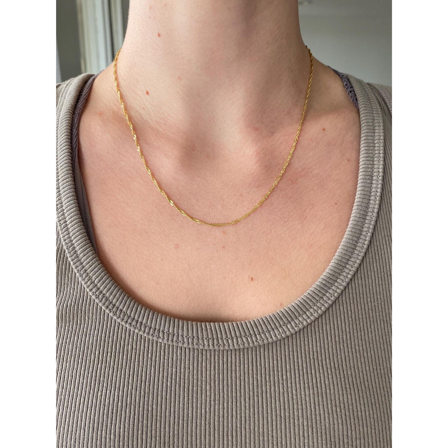 Vintage Solid 14k Yellow Gold Twist Chain Necklace - 18 inches