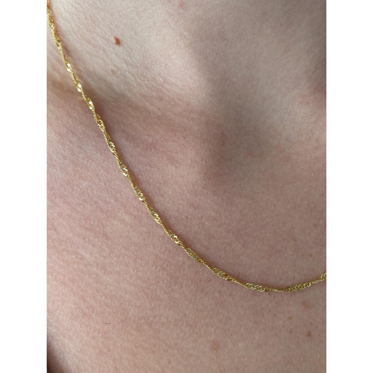 Vintage Solid 14k Yellow Gold Twist Chain Necklace - 18 inches