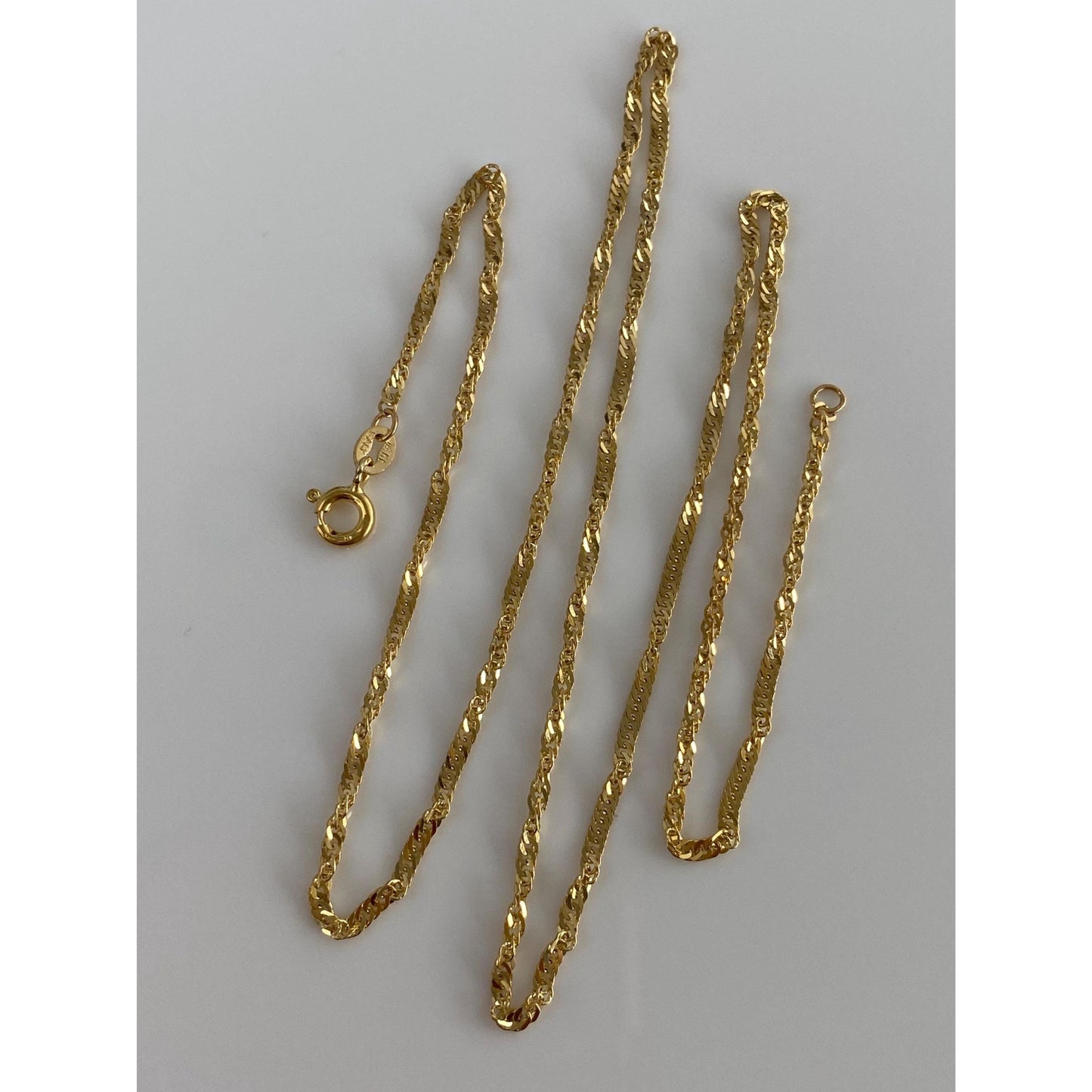 Vintage Solid 14k Yellow Gold Twist Chain Necklace - 18 inches
