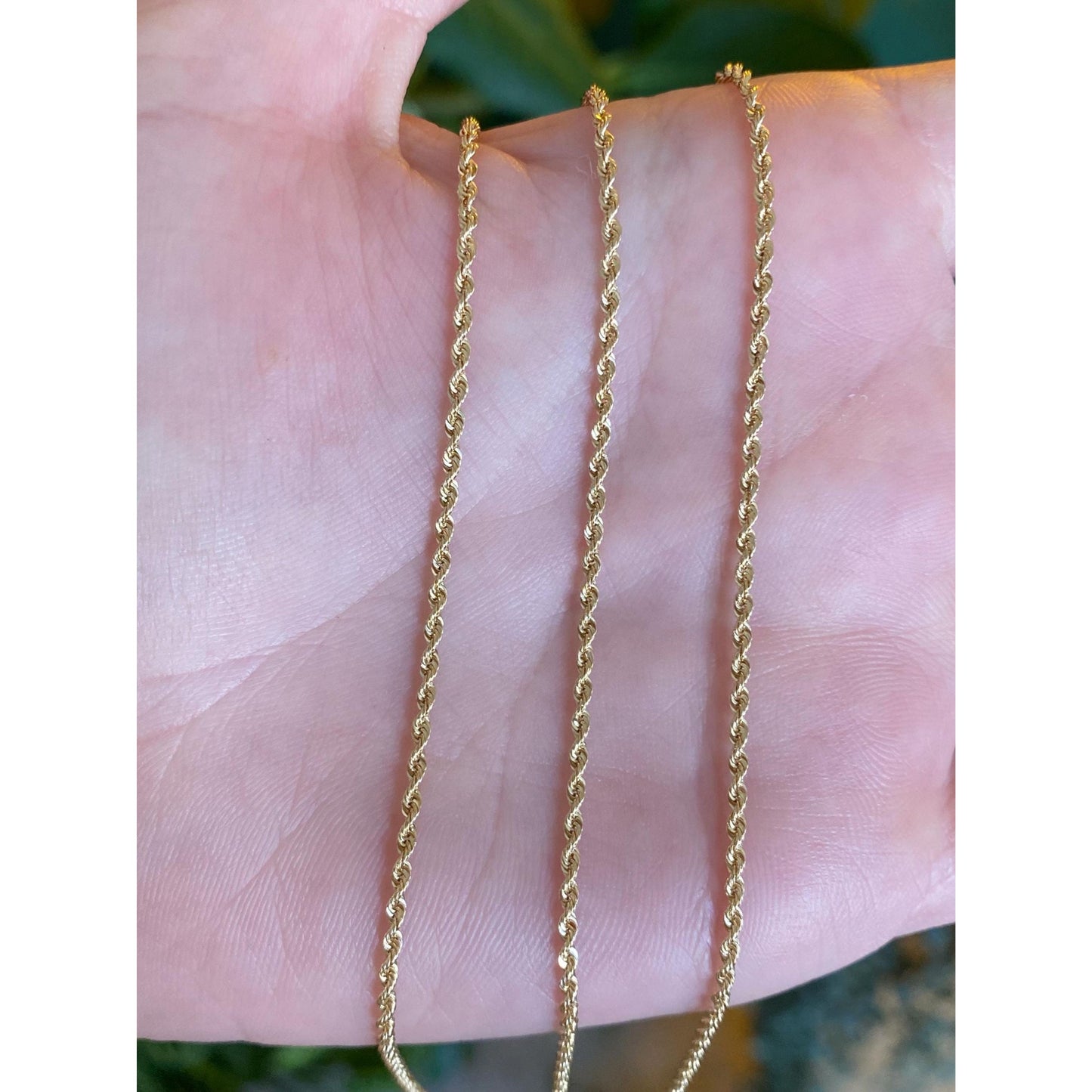 Vintage Solid 14k Yellow Gold Slim Rope Chain Necklace - 24 inches