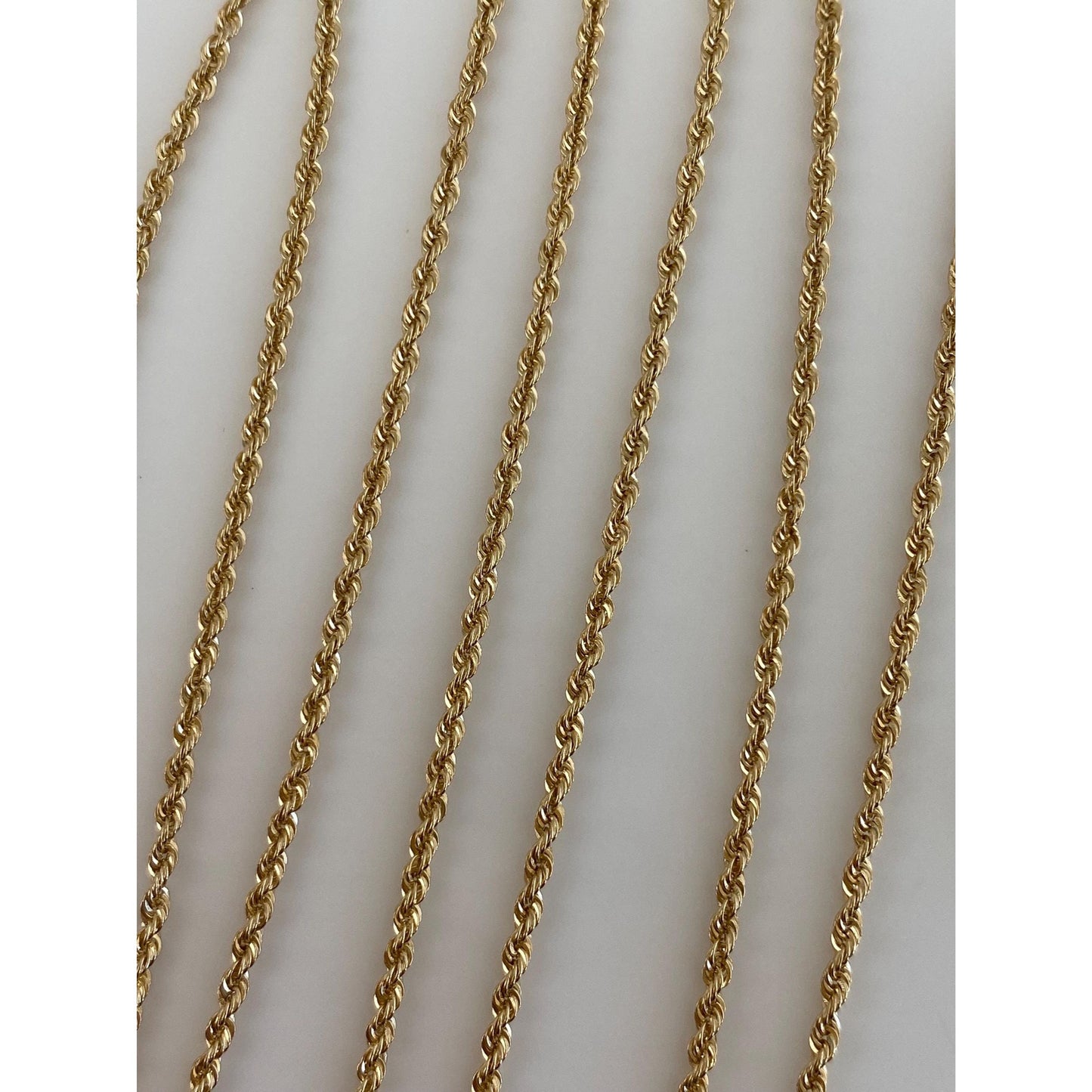 Vintage Solid 14k Yellow Gold Slim Rope Chain Necklace - 24 inches