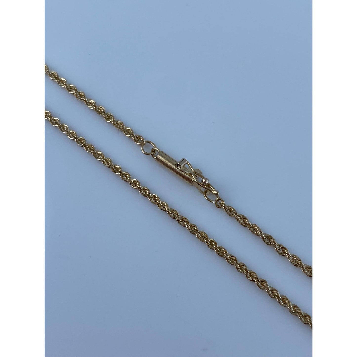 Vintage Solid 14k Yellow Gold Slim Rope Chain Necklace - 24 inches