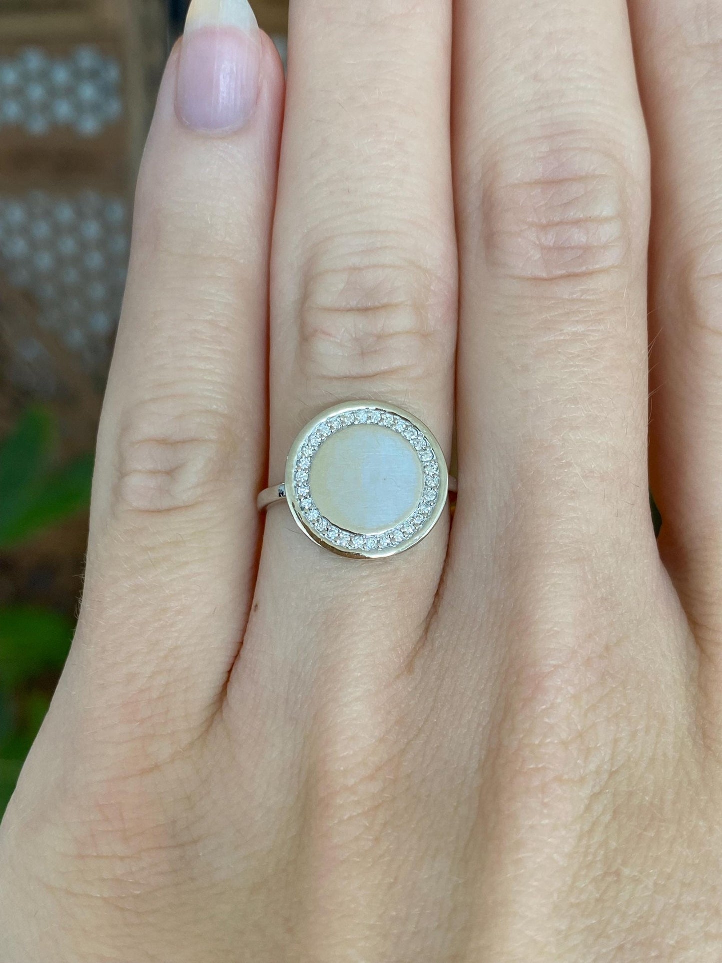 Vintage Solid 14k White Gold Diamond Halo Ring - Size 5.5