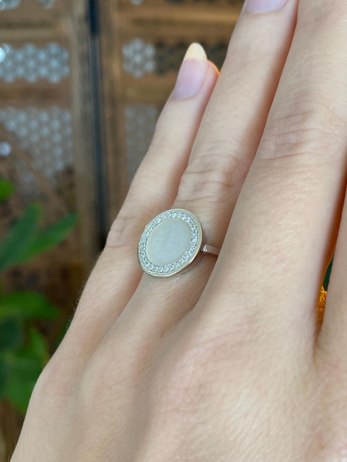 Vintage Solid 14k White Gold Diamond Halo Ring - Size 5.5
